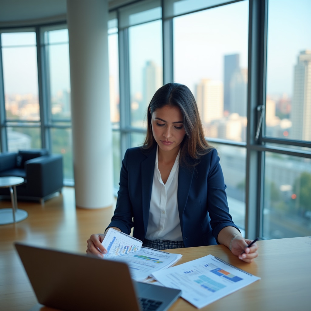 Person reviewing financial learning materials at a well-lit desk