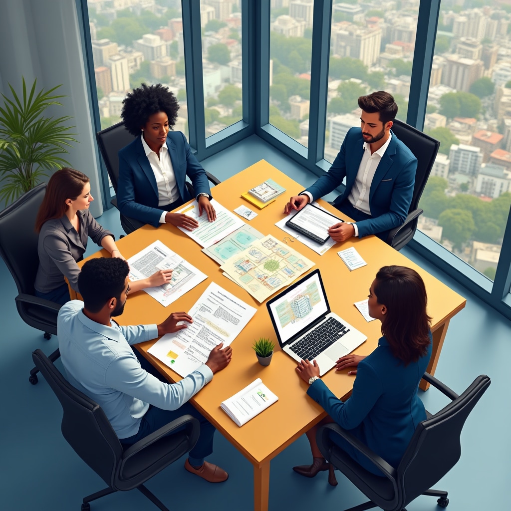 Equipo colaborando en contenido de educación financiera